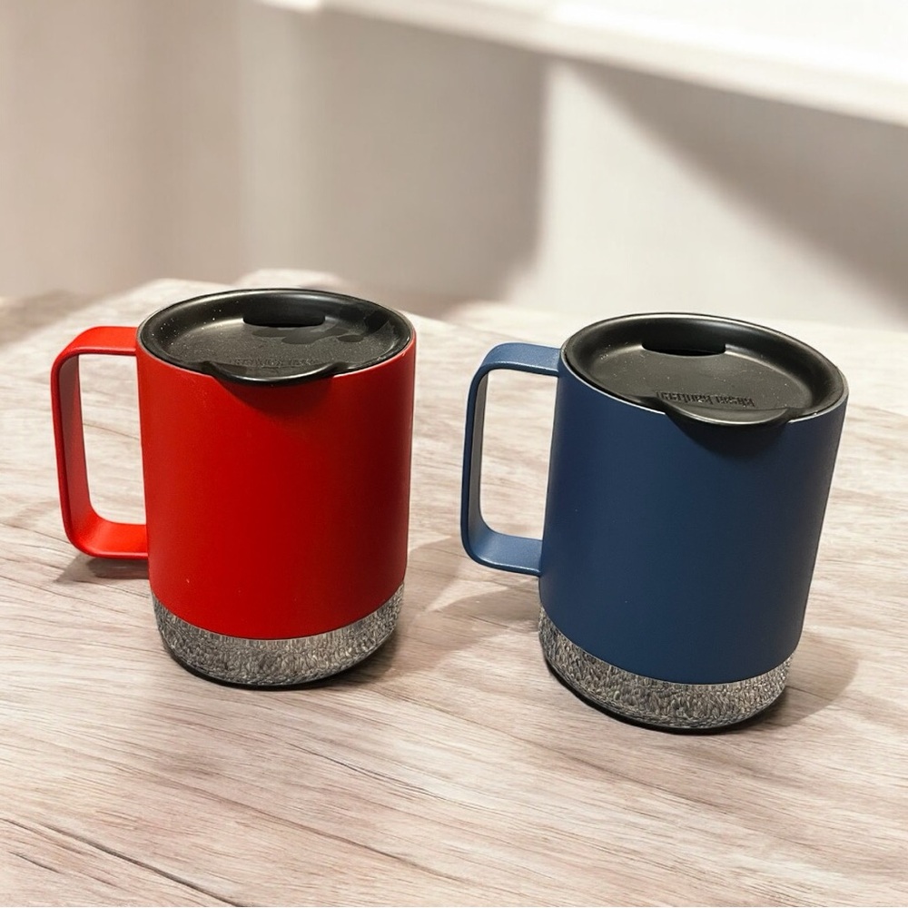 NEW Klean Kanteen 12oz Insulated Camp Mug Set of 2 (Dark Denim and Red)